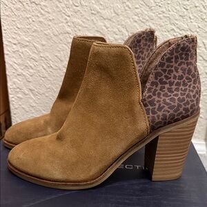 DV by Dolce Vita Suede Ankle Boots with Leopard Print Accent size 6